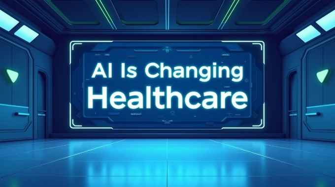 Flux_Dev_A_futuristic_illustration_of_a_medical_facility_with ai is changing healthcare