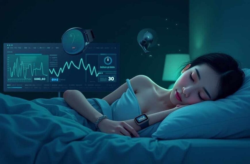 a girl sleeping with AI tools for health and good sleep